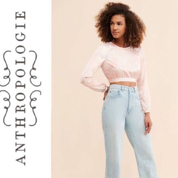 Anthropologie Hutch Cropped Marble Blouse Size Medium - Picture 1 of 12